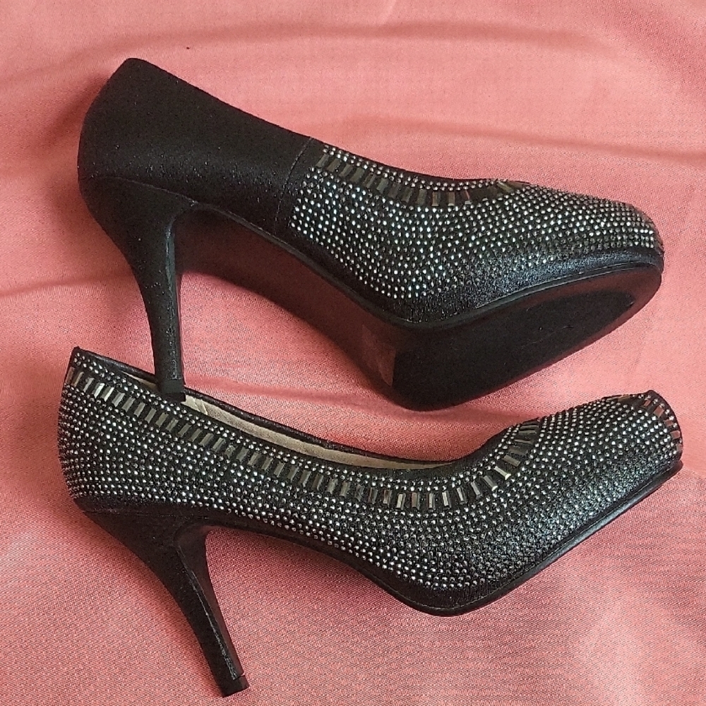 Chic Black Rhinestone Heels - Picture 4 of 9